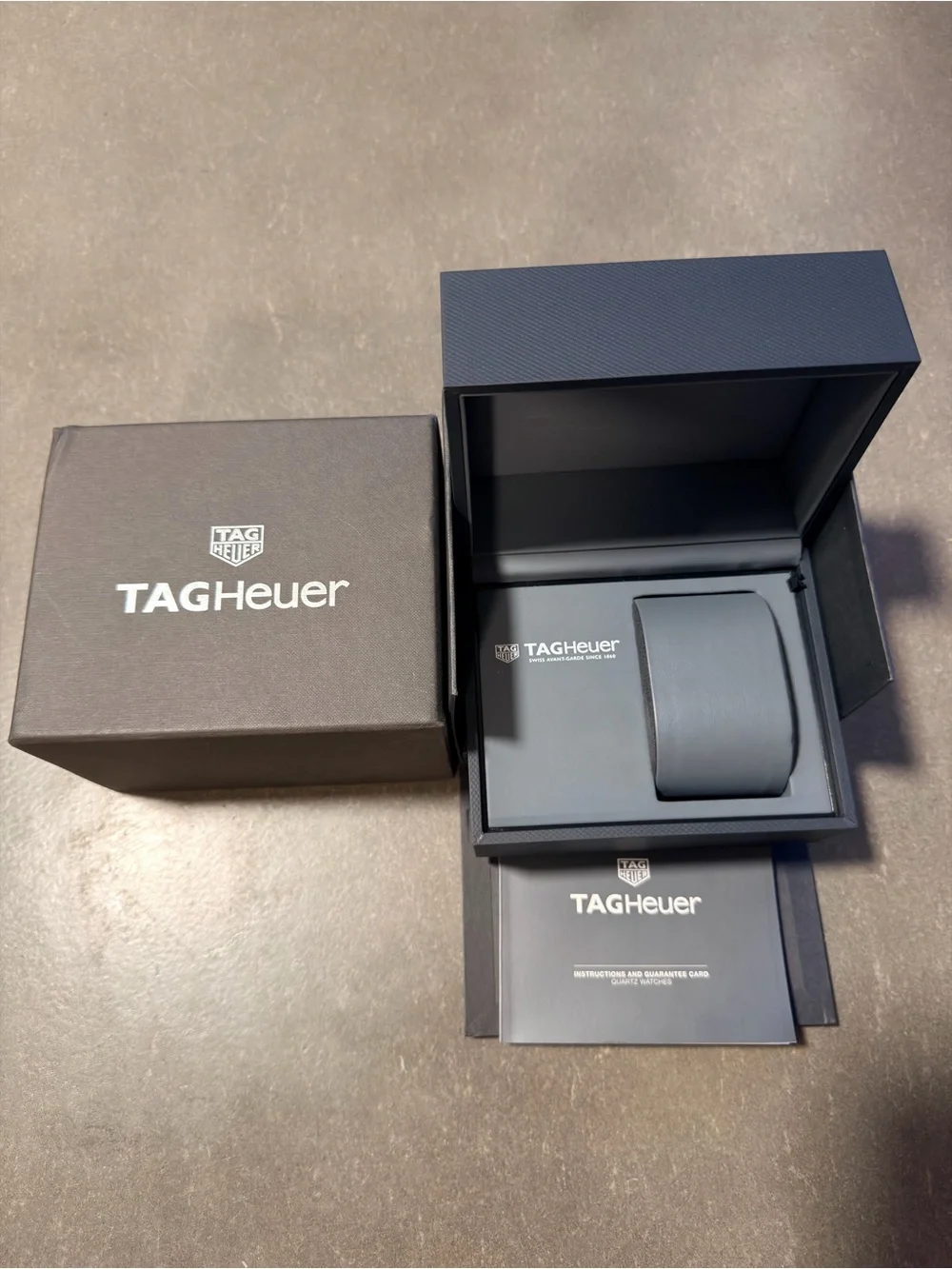 Tag Heuer Black Box with Silver Logo ( includes booklet )